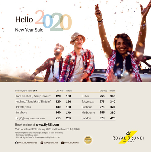Royal Brunei Airlines tung loạt giá vé rẻ chào năm mới Royal Brunei Airlines tung loạt giá vé rẻ chào năm mới