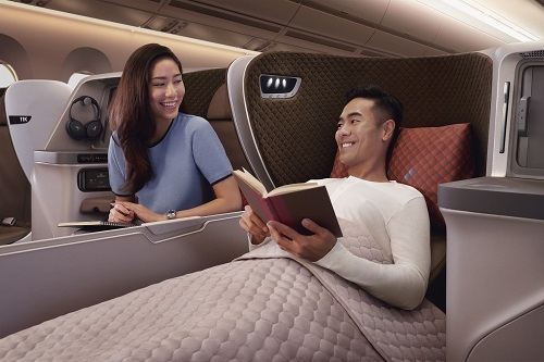 Khoang hạng thương gia trên máy bay Airbus 350-900.