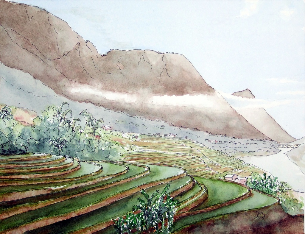 Canh dep Viet Nam tai hien qua tranh ve cua du khach Phap hinh anh 1 3.jpg