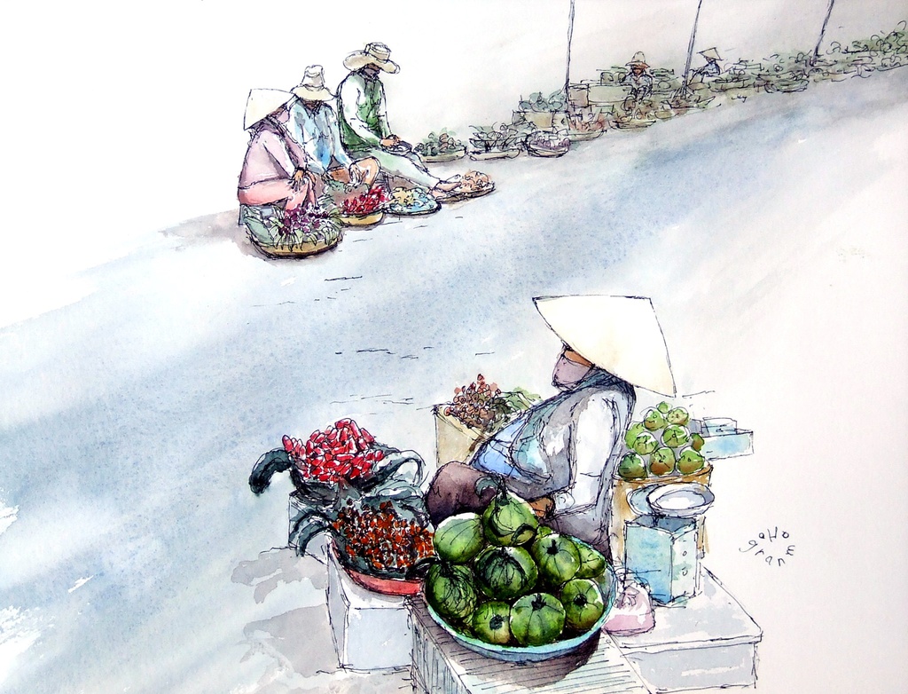 Canh dep Viet Nam tai hien qua tranh ve cua du khach Phap hinh anh 7 6.jpg