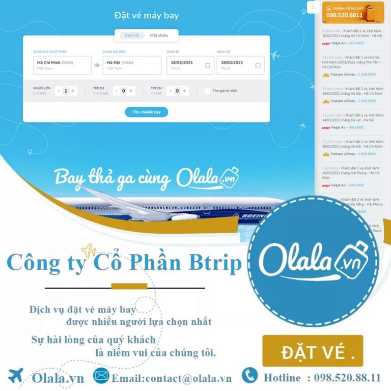 Olala đặt vé máy bay nhanh – cùng bạn cất cánh