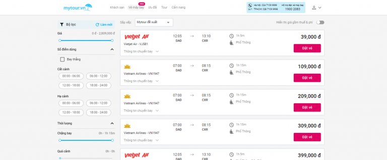 “Săn” vé máy bay Đà Nẵng Nha Trang nhanh chóng, tiện lợi cùng Mytour