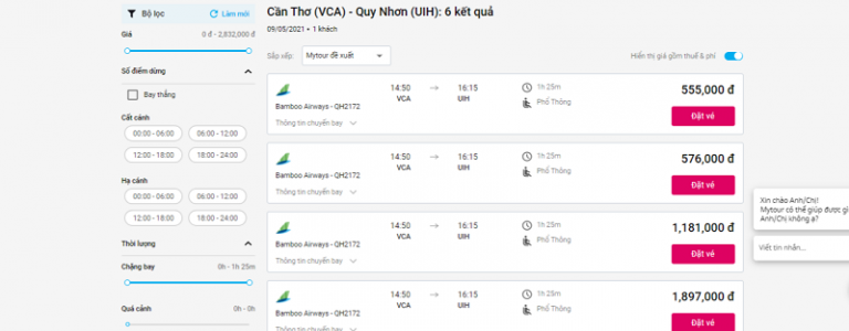 Đặt vé máy bay Cần Thơ Quy Nhơn siêu ưu đãi cùng Mytour