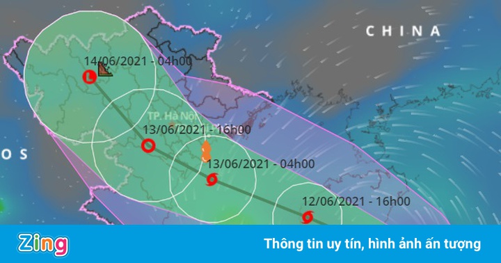 Áp thấp nhiệt đới hướng thẳng vào vịnh Bắc Bộ