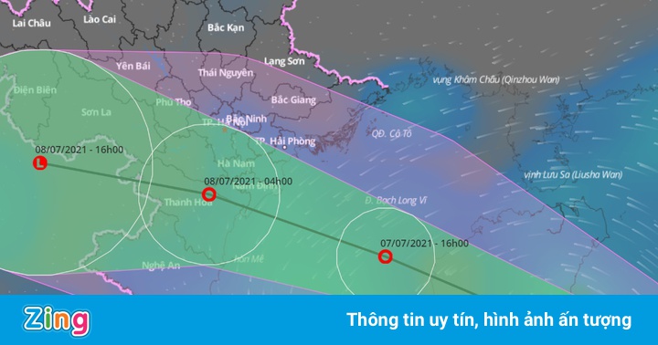 Áp thấp nhiệt đới hướng thẳng vào Thái Bình – Thanh Hóa