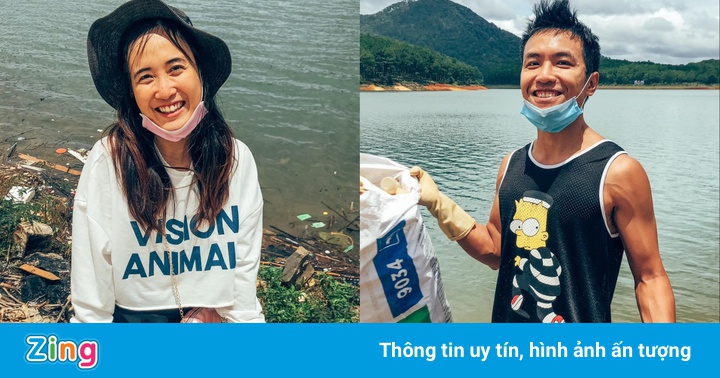Cặp vợ chồng dọn rác ở hồ Tuyền Lâm Cặp vợ chồng dọn rác ở hồ Tuyền Lâm