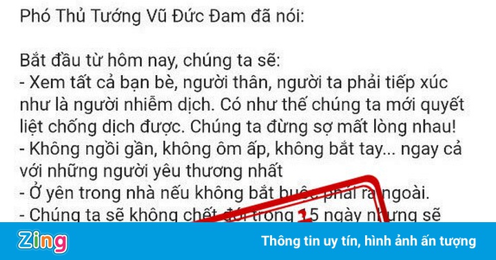 Giả mạo phát ngôn chỉ đạo chống dịch của phó thủ tướng