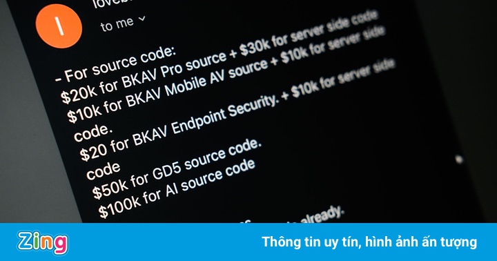 Hacker ra giá 290.000 USD cho dữ liệu của Bkav Hacker ra giá 290.000 USD cho dữ liệu của Bkav