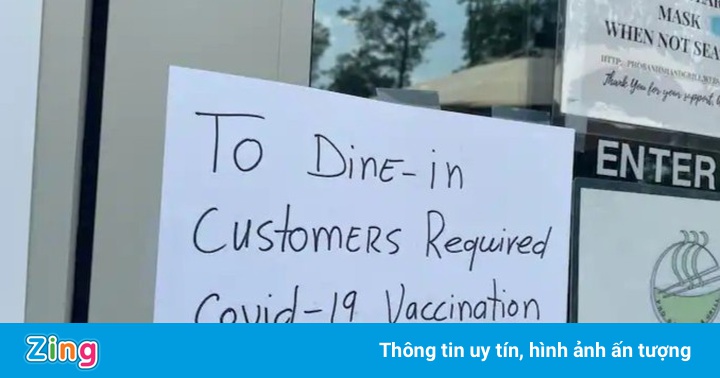 Nhà hàng Việt ở Mỹ từ chối khách chưa tiêm vaccine