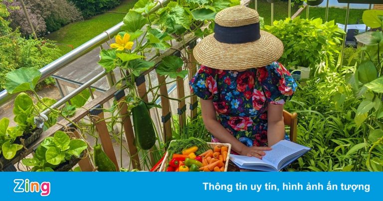Vườn rau nhỏ trên ban công của gia đình Việt ở Pháp Vườn rau nhỏ trên ban công của gia đình Việt ở Pháp