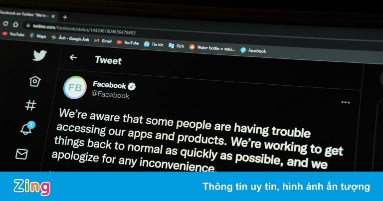 Tê liệt nghiêm trọng, Facebook phải thông báo lỗi trên Twitter