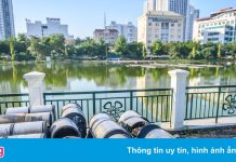 Cảnh nhếch nhác trong công viên hồ điều hòa Mai Dịch