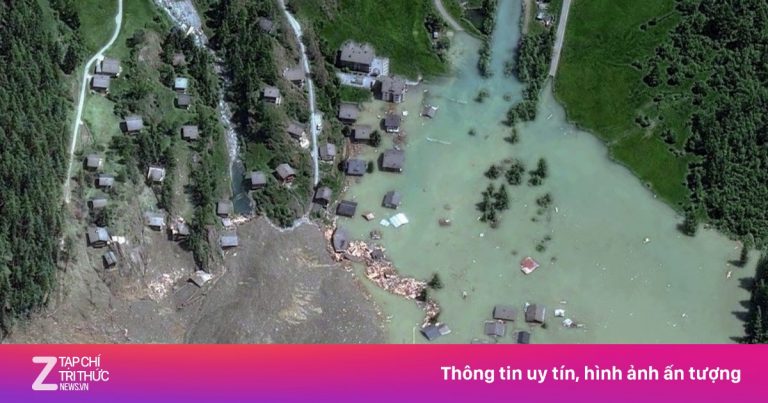 Cảnh ngôi làng ở Thuỵ Sĩ chìm trong nước qua ảnh vệ tinh Cảnh ngôi làng ở Thuỵ Sĩ chìm trong nước qua ảnh vệ tinh