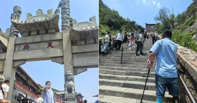 Người đàn ông leo núi Thái Sơn bằng đôi chân giả khiến dân mạng thán phục Người đàn ông leo núi Thái Sơn bằng đôi chân giả khiến dân mạng thán phục