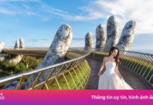 Á hậu Miss Universe Vietnam 2024 Vũ Thúy Quỳnh thả dáng ở cầu Vàng