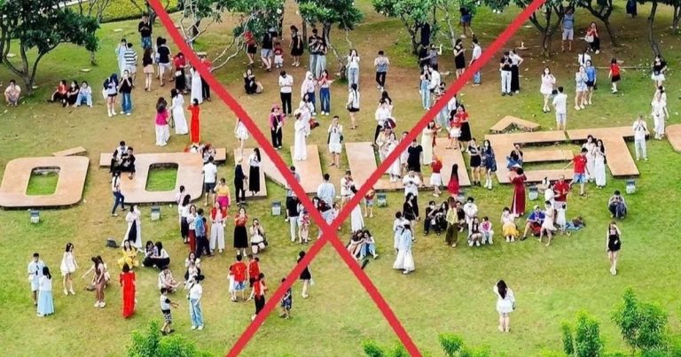 Xuất hiện tình trạng khách giẫm đạp tại Đài Liệt sĩ khi chụp tháp Tam Thắng
